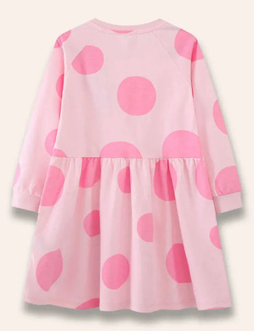 Ladybug Appliqué Dotted Sweatshirt Dress