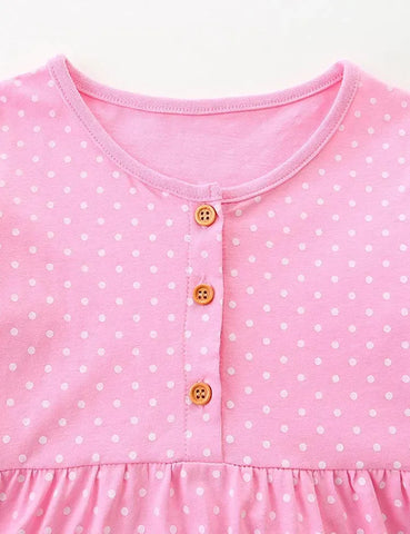 Gepunktetes Kleid mit Zoo-Tier-Applikation