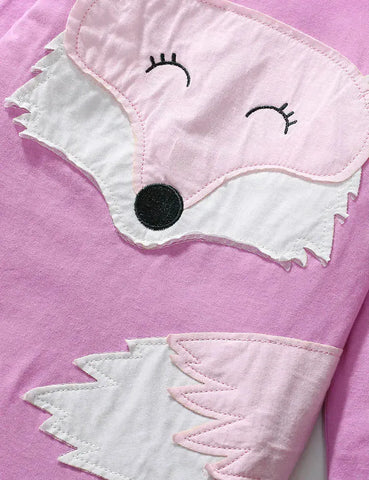 Langarm-T-Shirt mit Cartoon-Fuchs-Applikation