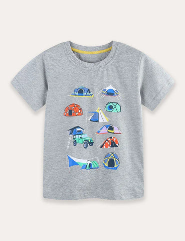 Ensemble t-shirt et short imprimé tente voiture