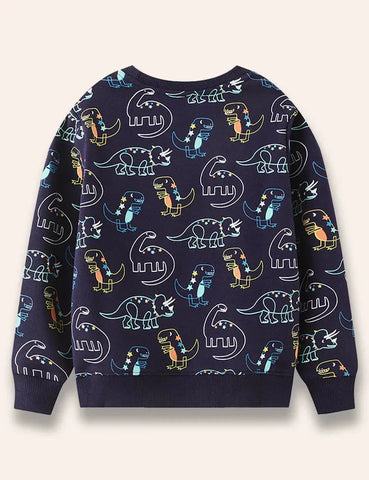 Mehrfarbiges Sweatshirt mit Sternen-Dinosaurier-Print
