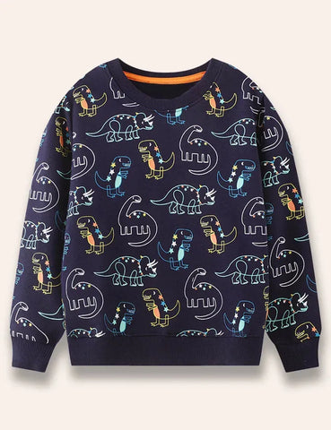 Mehrfarbiges Sweatshirt mit Sternen-Dinosaurier-Print