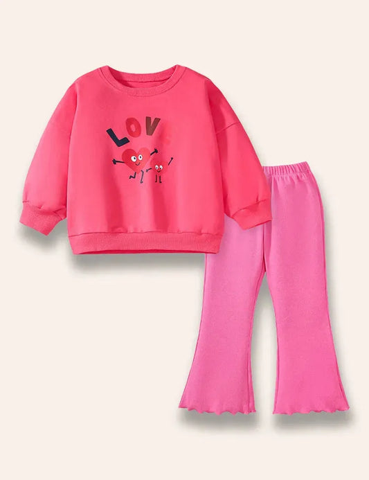 Set di felpe stampate con cuori di cartone animato