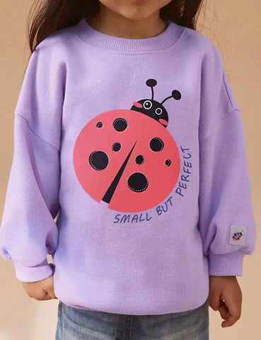 Bedrucktes Sweatshirt mit Cartoon‑Marienkäfer