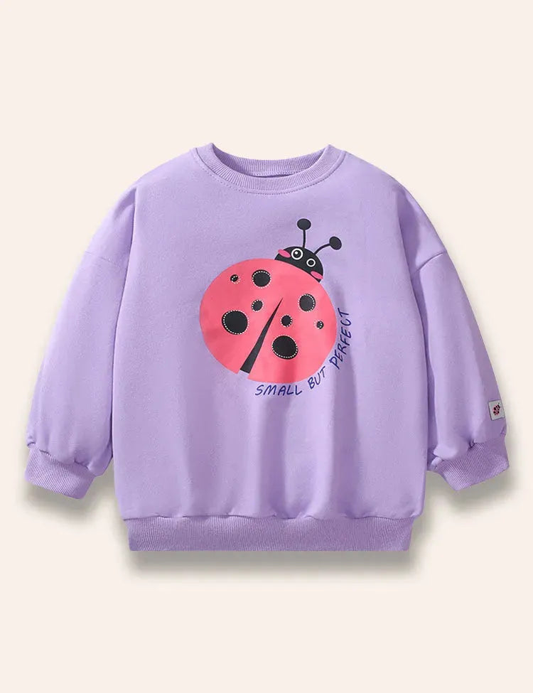 Bedrucktes Sweatshirt mit Cartoon‑Marienkäfer