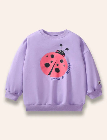 Bedrucktes Sweatshirt mit Cartoon‑Marienkäfer