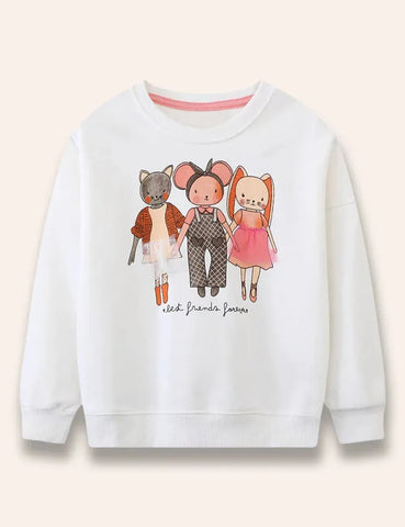 Sweatshirt Mit Cartoon-Tierdruck