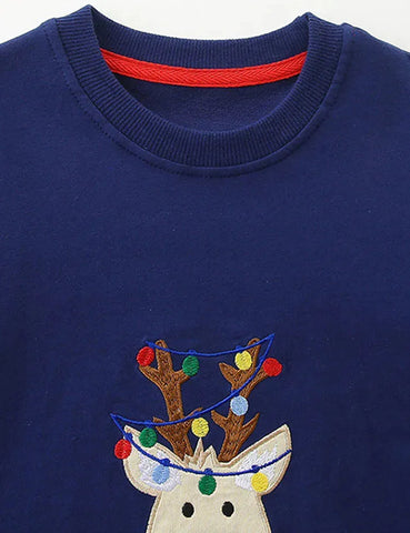 Sweatshirt mit Weihnachts-Lampion und Rentier-Applikation