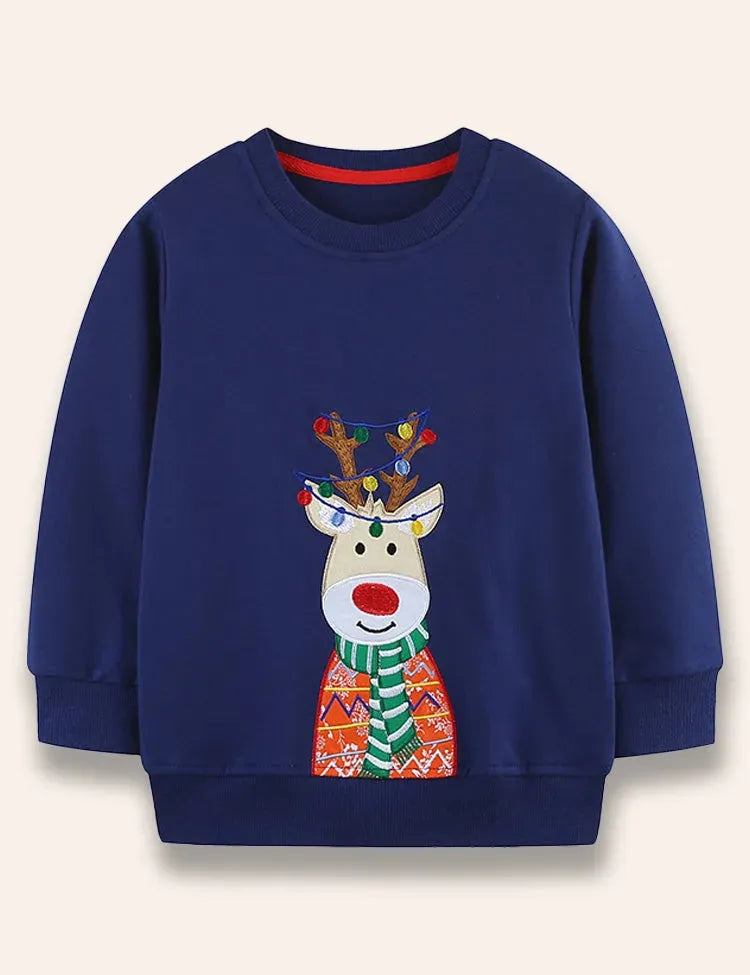 Sweatshirt mit Weihnachts-Lampion und Rentier-Applikation