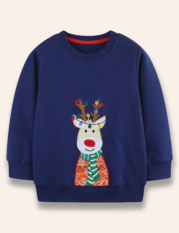 Sweatshirt mit Weihnachts-Lampion und Rentier-Applikation