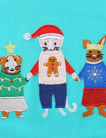Weihnachtliches Sweatshirt Mit Tierfreunde-Applikation