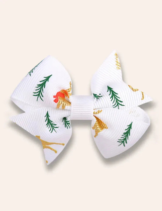 2PCS Weihnachts-Haarspangen mit gerippten Schleifen