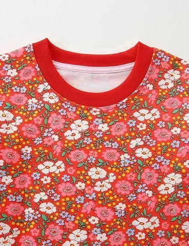 Kleid mit Weihnachtsmann-Applikation und Blumenmuster