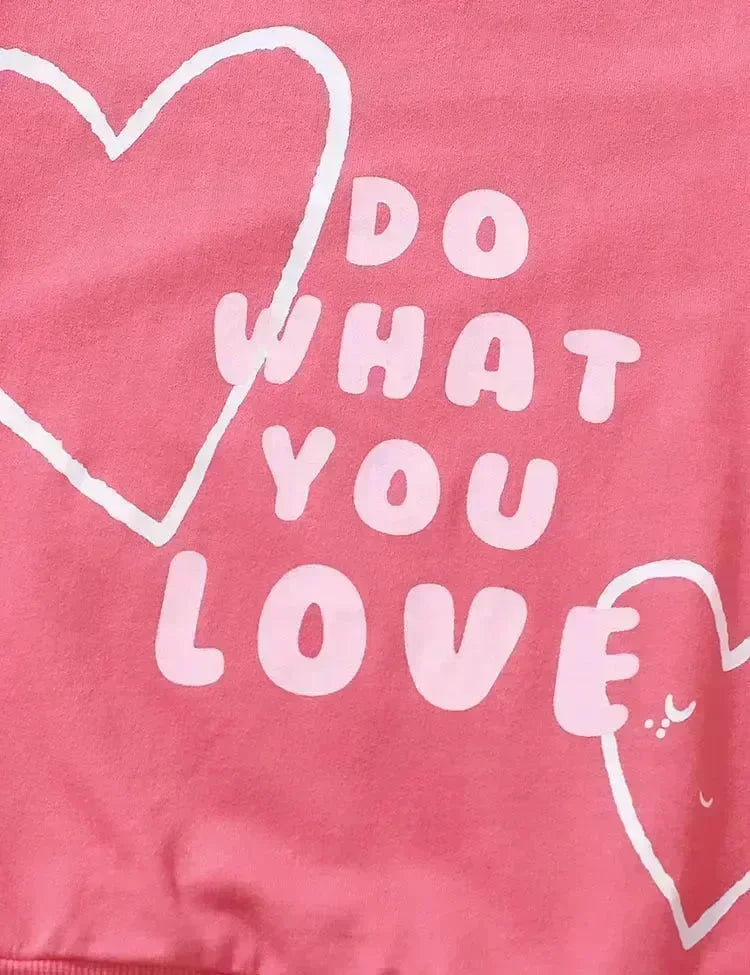 Heart Printed Sweatshirt Set