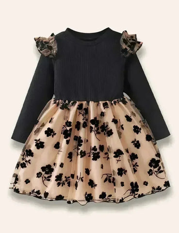 Elegantes Blumen-Tüllkleid mit Rüschen