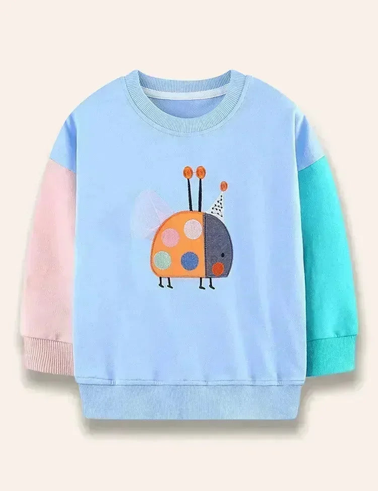 Colorblock-Sweatshirt Mit Marienkäfer-Applikation