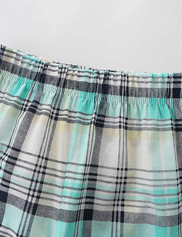 Whale Plaid Print T-Shirt and Shorts Set