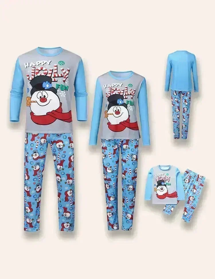 Pyjama assorti pour la famille imprimé joyeux bonhomme de neige de Noël