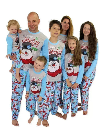 Pyjama assorti pour la famille imprimé joyeux bonhomme de neige de Noël
