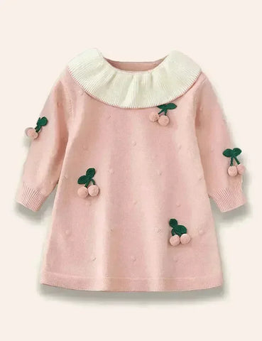 Weihnachtliches Strickkleid mit Kirschen