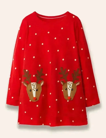 Weihnachtskleid mit Tierapplikation