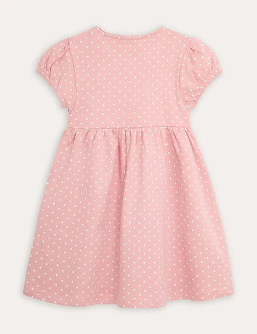 Coral Pink Giraffe Appliqué Button Front Dress