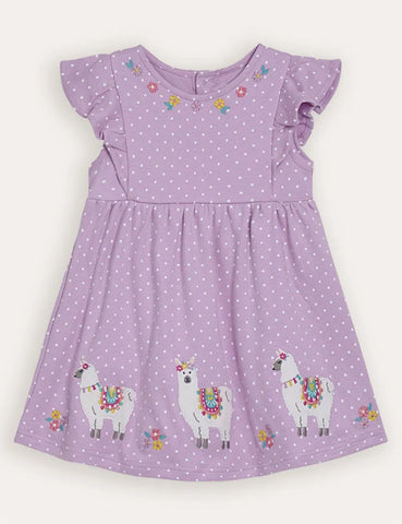 Lilac Purple Llama Appliqué Summer Dress