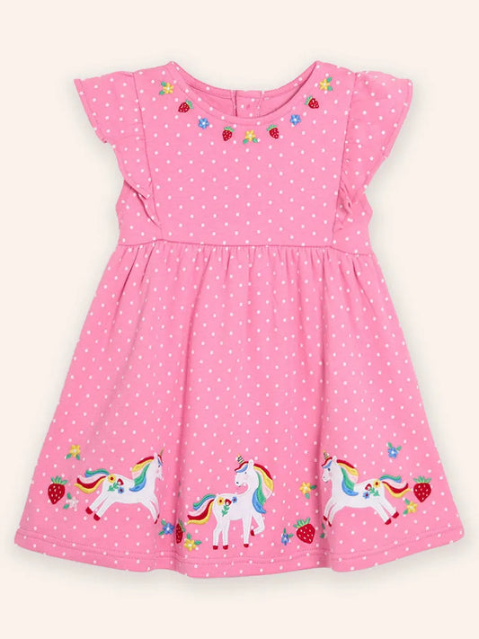 Kleid mit Regenbogen-Einhorn-Applikation
