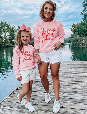 Valentinstag Mama und Ich Bedrucktes Langarm-Sweatshirt