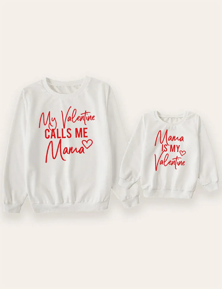 Valentinstag Mama und Ich Bedrucktes Langarm-Sweatshirt
