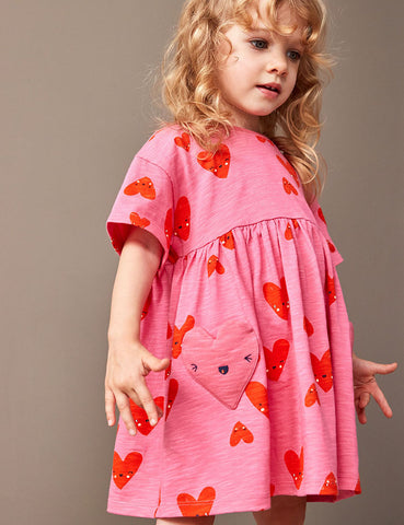 Valentine's Day Heart Print Pocket Dress