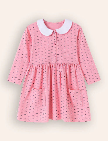 Printed Cotton Long Sleeves Dress