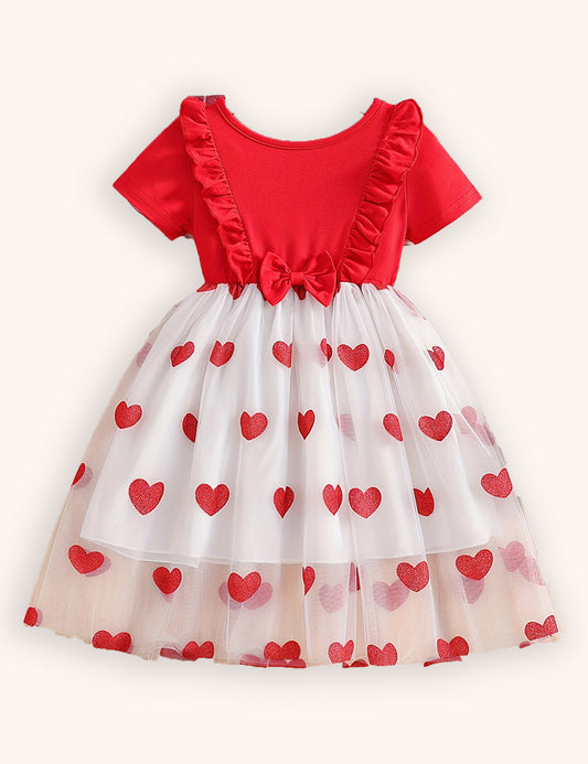 Abito per San Valentino in tulle con stampa di cuori