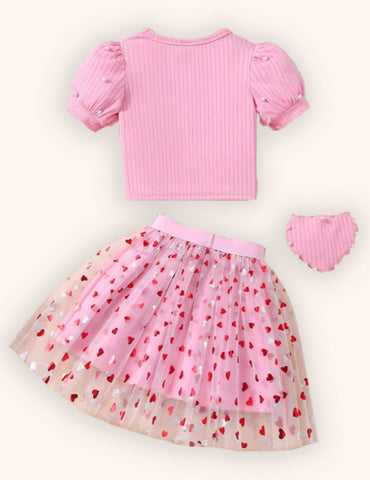 Valentijnsdag hart tule rok set