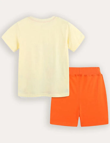 Animal Print Short-sleeved T-shirt and Shorts Set