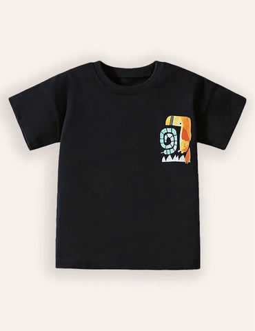 Kurzarm-T-Shirt- und Shorts-Set mit süßem Tierprint