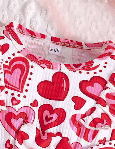 Valentine's Day Love Pattern Tulle Dress