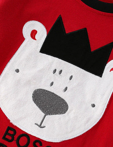 Cute Bear Applique Long Sleeve Two-piece Set