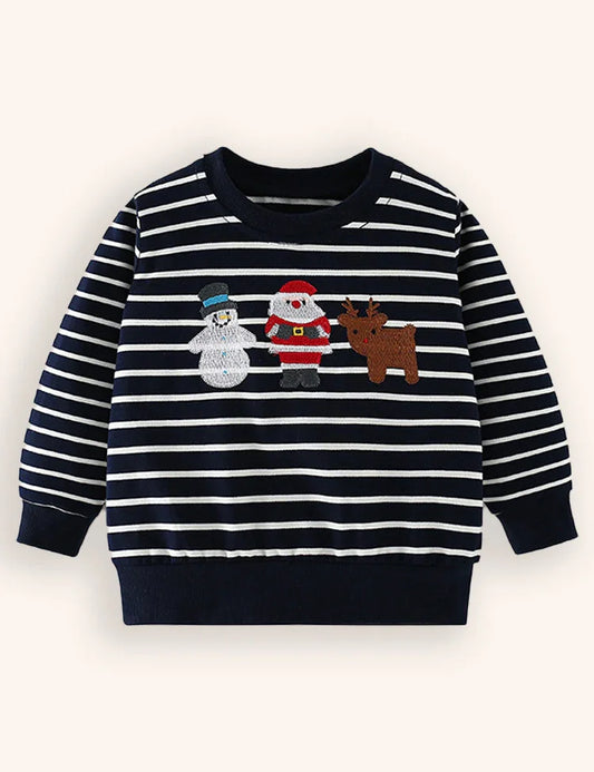Christmas Embroidered Long-sleeved Sweatshirt