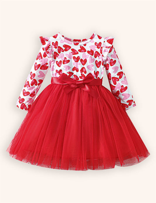 Abito in tulle con stampa cuori per San Valentino
