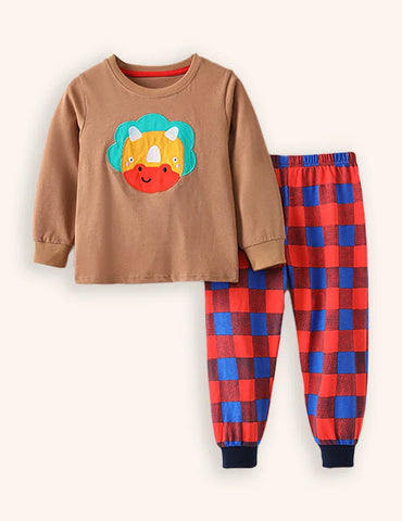 Dinosaur Applique Long Sleeve Suit