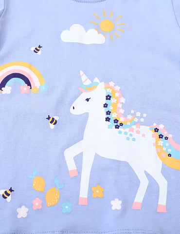 Rainbow Unicorn Print Short Sleeve T-Shirt