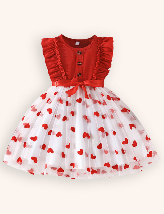Abito con stampa in tulle a cuore per San Valentino