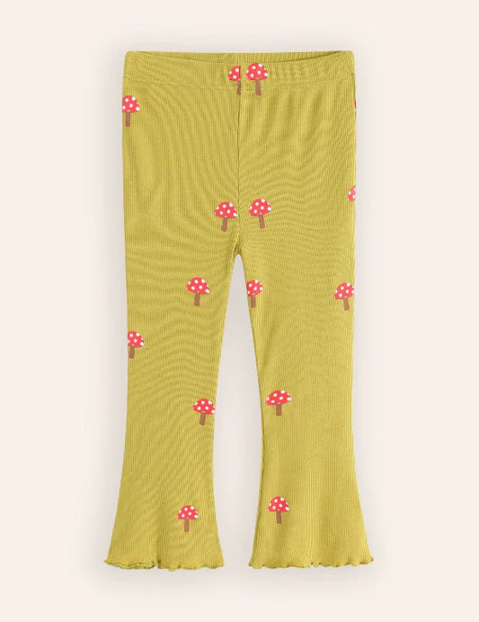 Mushroom Print Flared Leggings