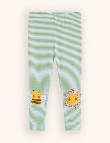 Cute Bee Flower Applique Leggings
