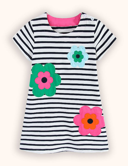 Cute Flower Applique Dress