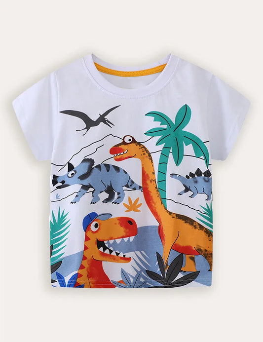 T-shirt a maniche corte stampata con stampa Dinosaur World