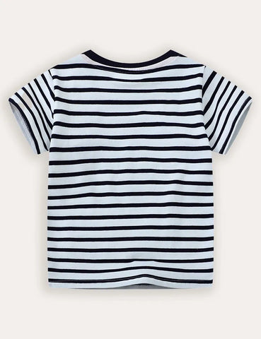 T-shirt a maniche corte con applicazioni di animali africani