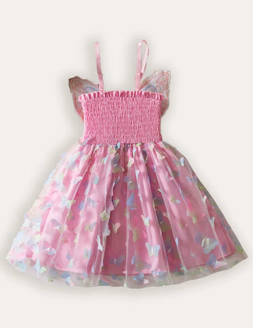 3D Butterfly Wings Colorful Tulle Suspender Dress