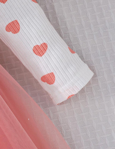 Valentine's Day Love Printing Splicing Tulle Dress